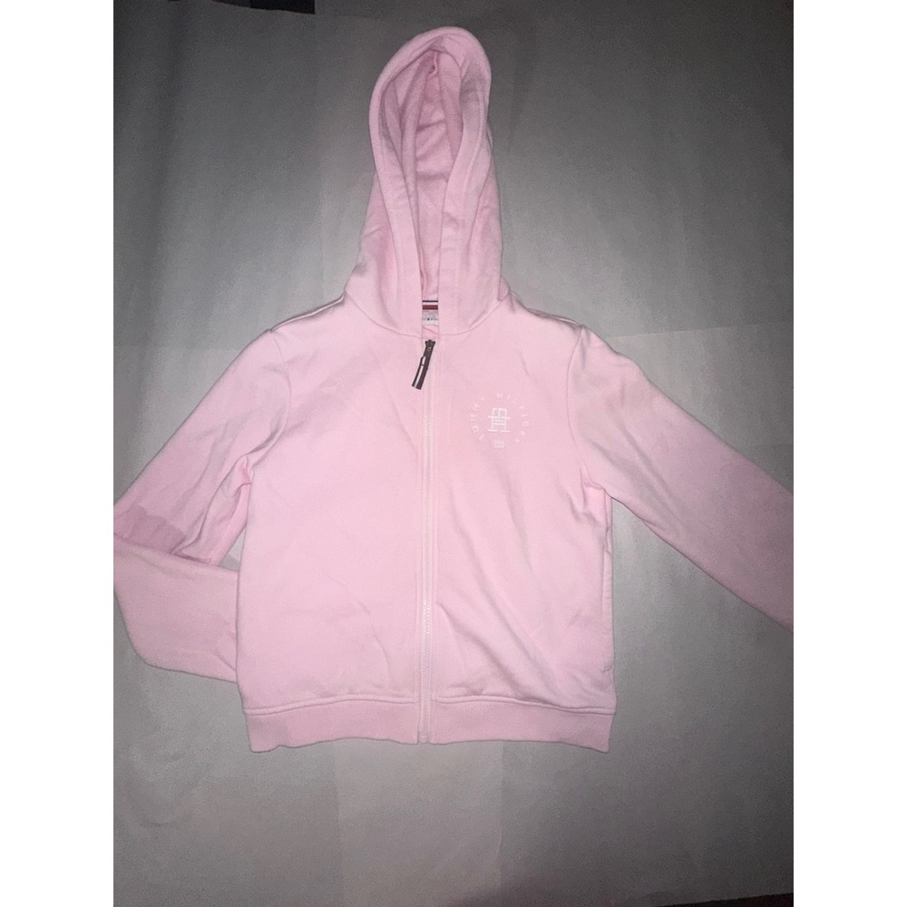 Tommy Hilfiger Pink Full Zip Hoodie Embroidered Crest Logo XG01389 L